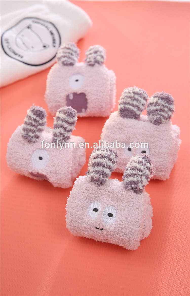 warm floor home anti-slip grip animal fuzzy socks