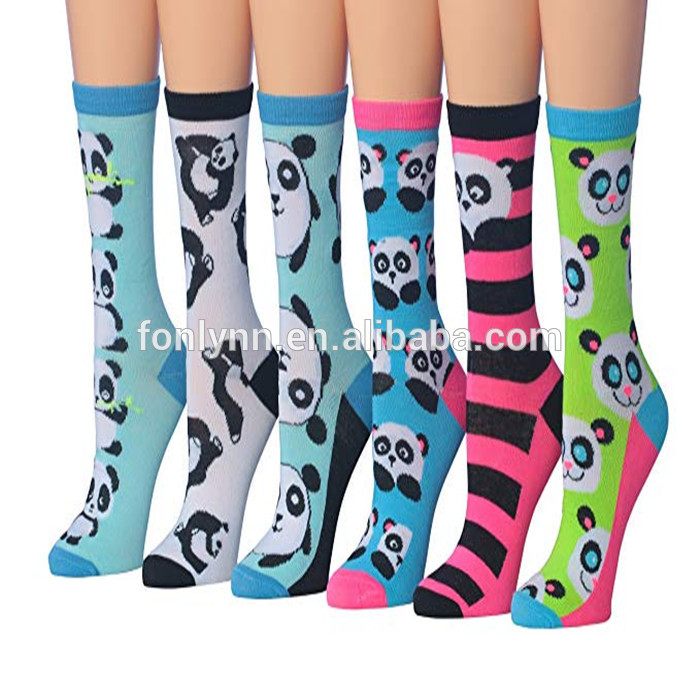 Women's dresses knitted cartoon character panda cat socks