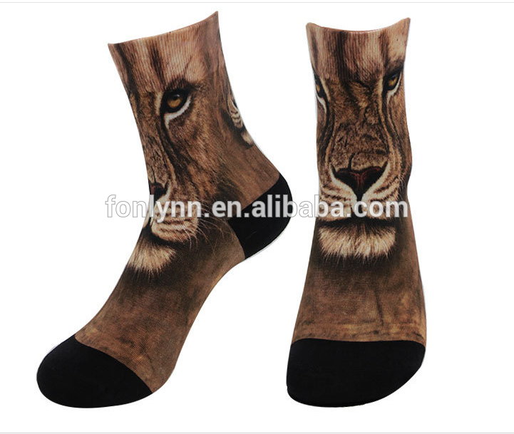 Animal crew 360/180 printing dye sublimation socks printed animal print socks