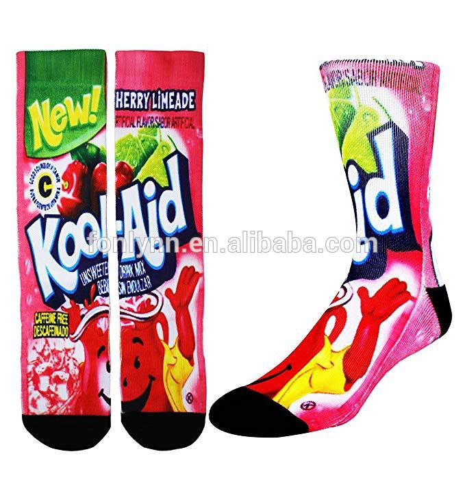 Men's Novelty Funny Crazy Colorful Athletic Basketball Sports digital print Crew Tube Socks